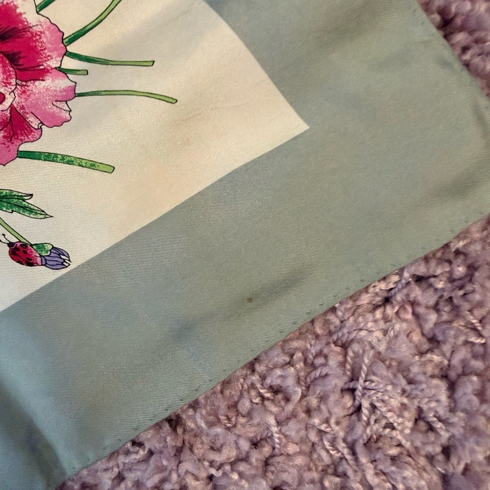 Floral Silk Scarf with Green Border - Picture 5 of 5